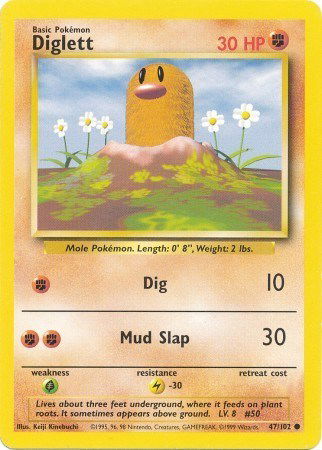 Pokémon TCG - Base Set (Unlimited) - Diglett #47 (LP)