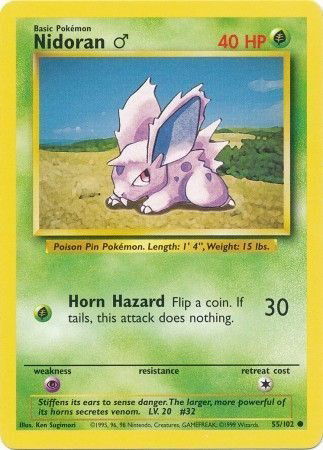 Pokémon TCG - Base Set (Unlimited) - Nidoran M #55 (LP)