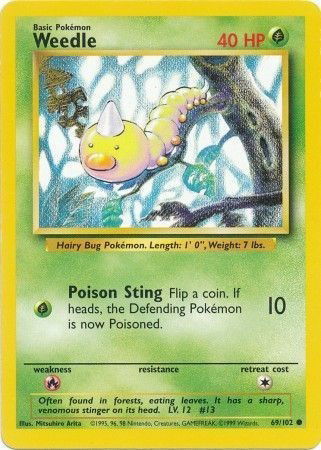 Pokémon TCG - Base Set (Unlimited) - Weedle #69 (LP)
