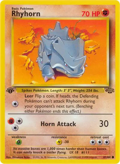 Pokémon TCG - Jungle - Rhyhorn #61 (LP)