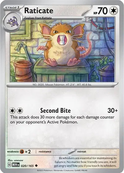 Pokémon TCG - SV151 - Raticate (020/165) (NM)