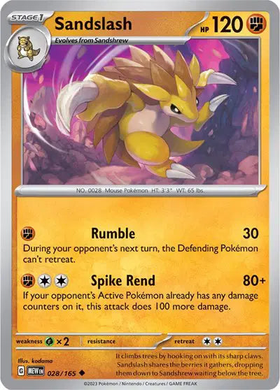 Pokémon TCG - SV151 - Sandslash (028/165) (NM)