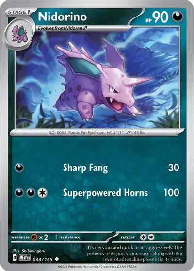 Pokémon TCG - SV151 - Nidorino (033/165) (NM)