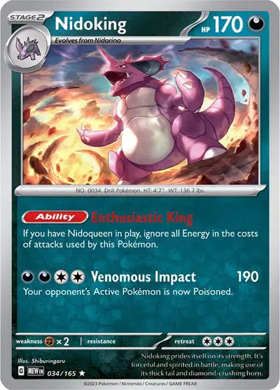 Pokémon TCG - SV151 - Nidoking (034/165) (NM)