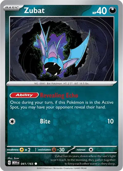 Pokémon TCG - SV151 - Zubat (041/165) (NM)