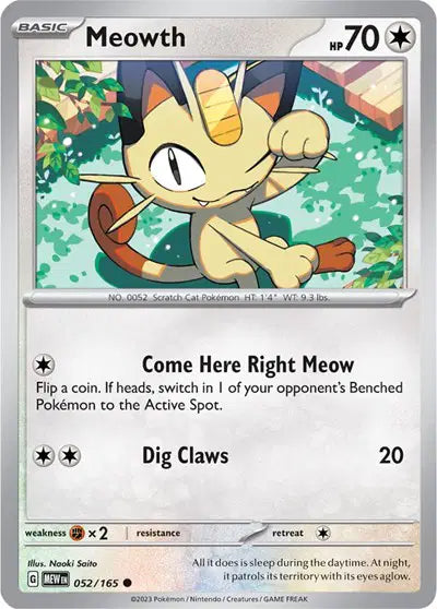 Pokémon TCG - SV151 - Meowth (052/165) (NM)