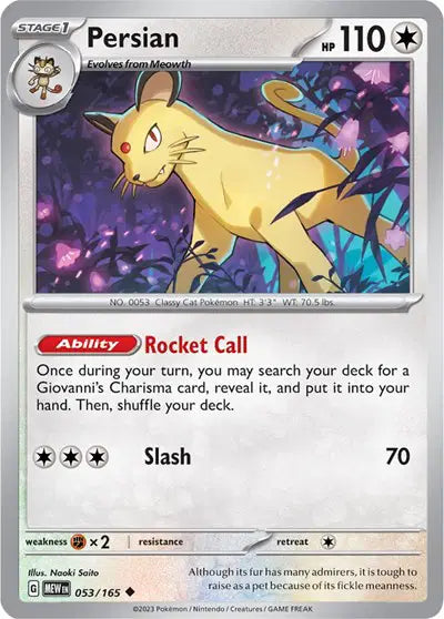 Pokémon TCG - SV151 - Persian (053/165) (NM)