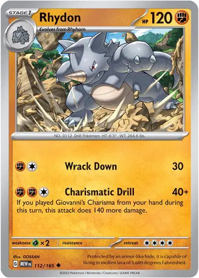 Pokémon TCG - SV151 - Rhydon (112/165) (NM)