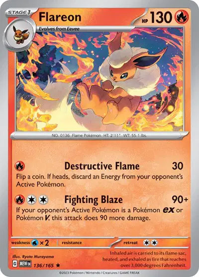 Pokémon TCG - SV151 - Flareon (136/165) (NM)