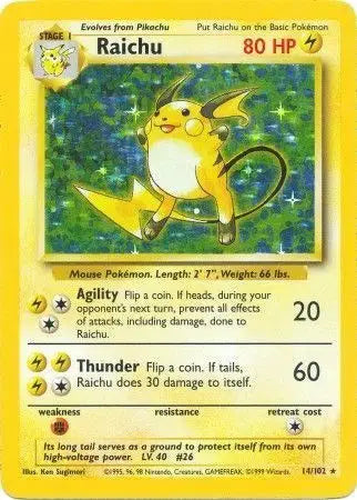 Pokémon TCG - Base Set (Unlimited) - Raichu #14 (NM/LP)