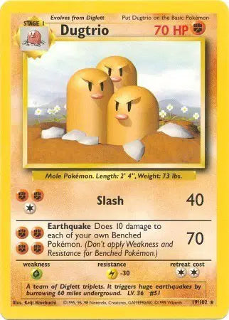 Pokémon TCG - Base Set (Unlimited) - Dugtrio #19 (NM/LP)