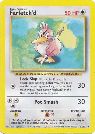 Pokémon TCG - Base Set (Unlimited) - Farfetch'd #27 (NM/LP)