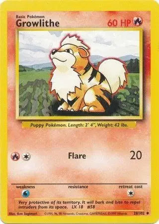 Pokémon TCG - Base Set (Unlimited) - Growlithe #28 (NM/LP)